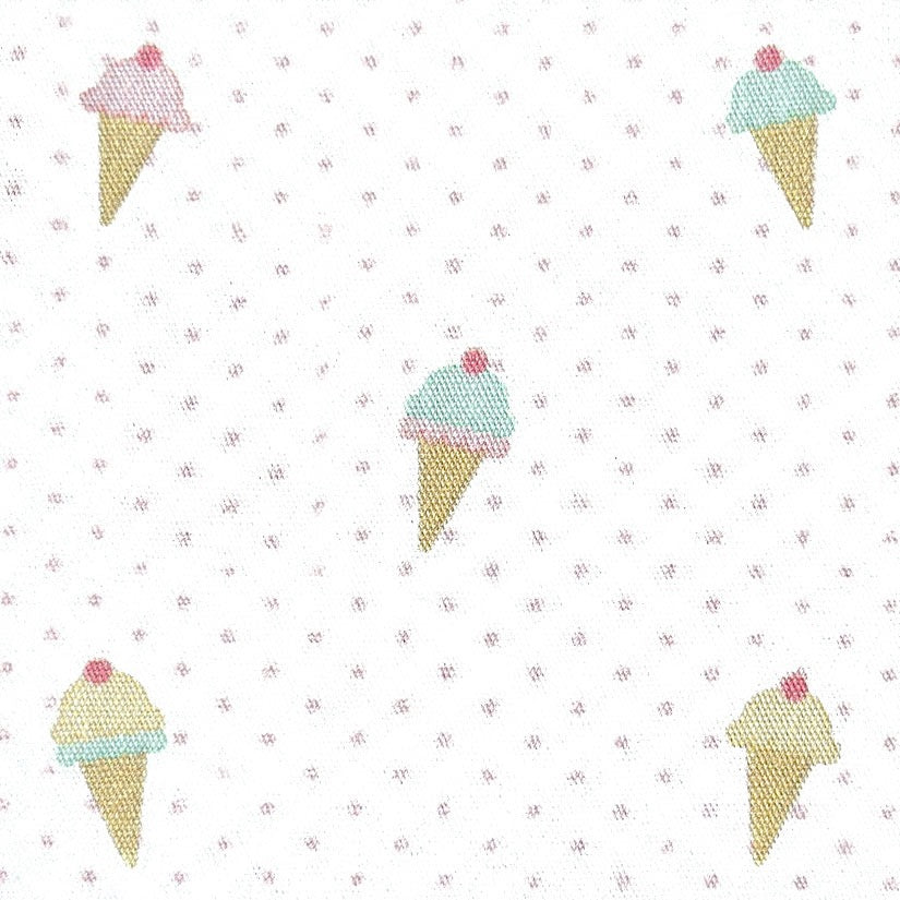 ice cream cones on a pink dot fabric