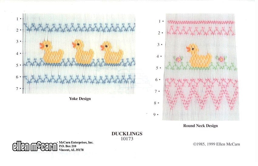smocking design for a yoke or bishop with ducks