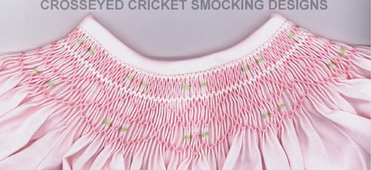 Smocking plate with a sweet little design for preemies and newborns. 5.5 rows of smocking on a bishop.
