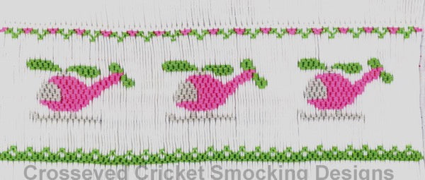 Smocking plate with tiny helicopters hovering. 7.5 rows on a yoke.
