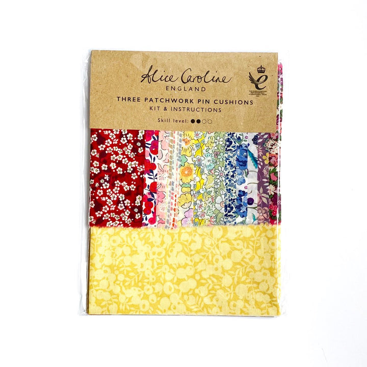Liberty Tana Lawn - Three Patchwork Pin Cushion Kit - Wiltshire Yellow