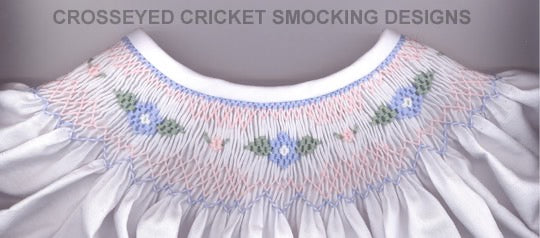 Smocking plate with a sweet floral design for a bishop. 5 1/4 rows of smocking on a bishop.