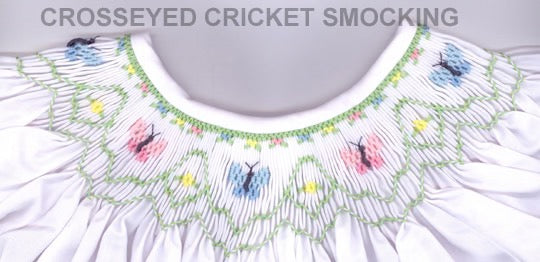 Embroidered collar with butterflies and small flowers by Crosseyed Cricket design on a white background