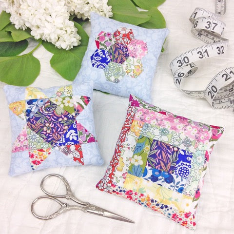 Liberty Tana Lawn - Three Patchwork Pin Cushion Kit - Wiltshire Yellow