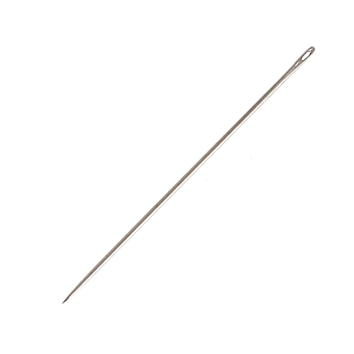 Long thin metal needle on a white background