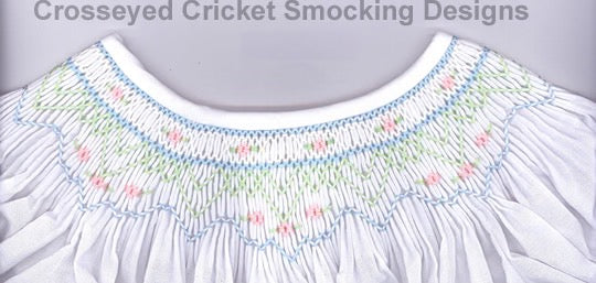 A sweet design perfect for smaller projects. 5 3/4 rows of smocking on a bishop.