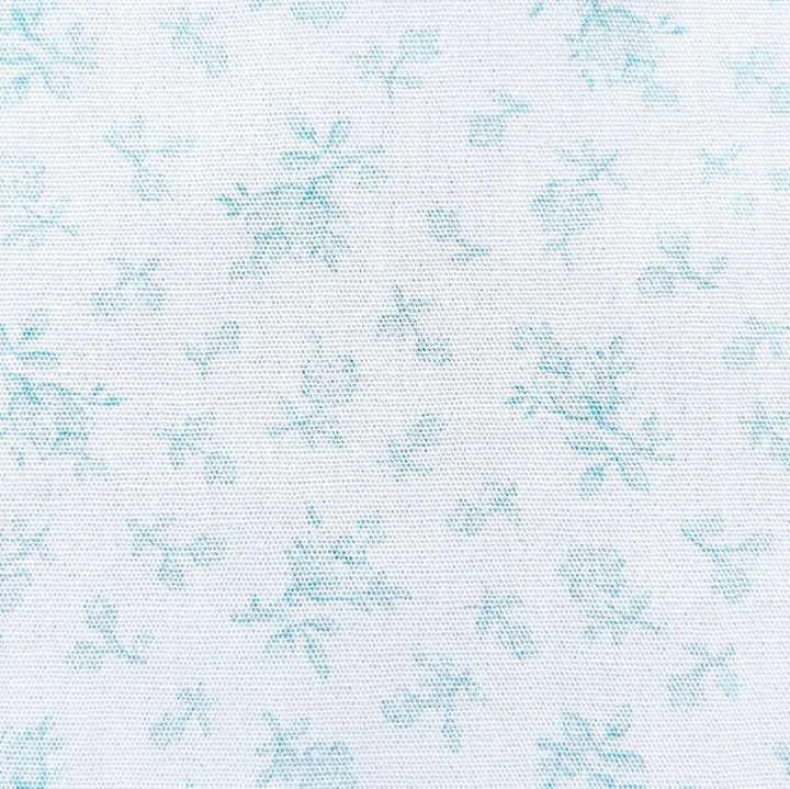 soft blue floral print on a white background