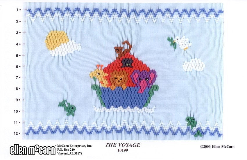 Smocking plate of Noah's ark, 12 rows of smocking.