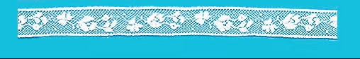 White lace trim on a blue background.