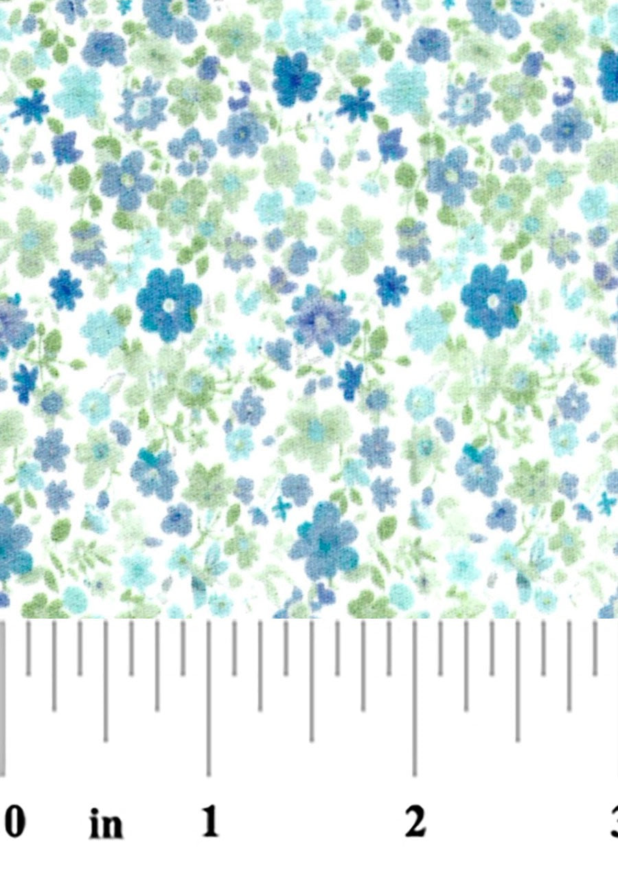 Fabric with blue and green flowers