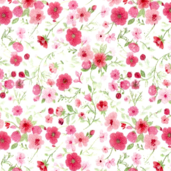 pink and green floral fabric swatch