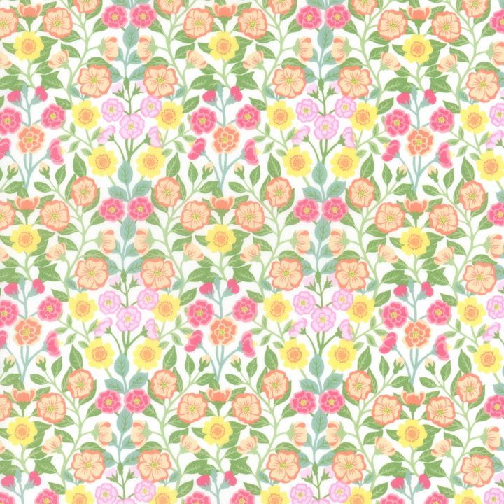 Pattern of colorful flowers on a white background