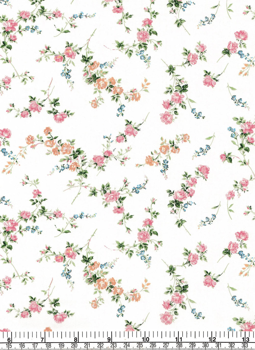 Floral pattern on a white background with a ruler at the bottom.