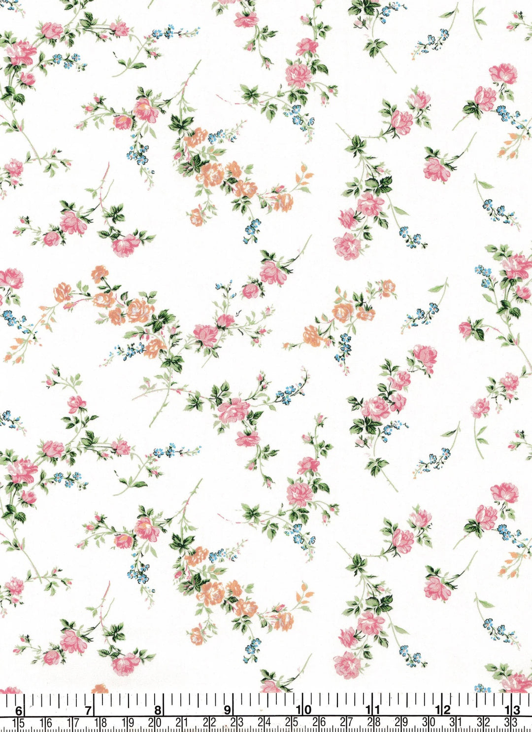 Floral pattern on a white background with a ruler at the bottom.