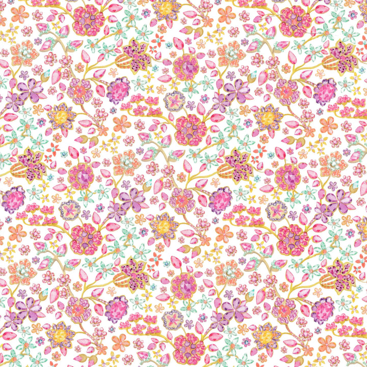 Pattern of colorful flowers on a white background