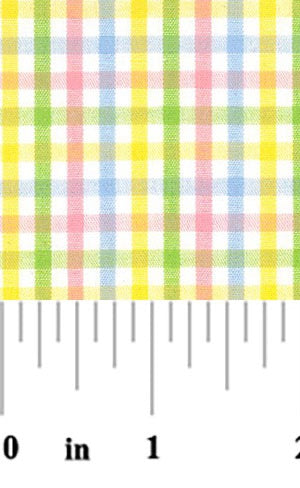 Pastel plaid fabric pattern with a ruler for scale