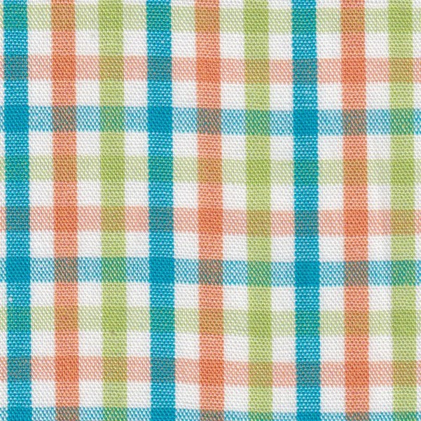 Lime, Turquoise, and Orange Check Fabric - #T112