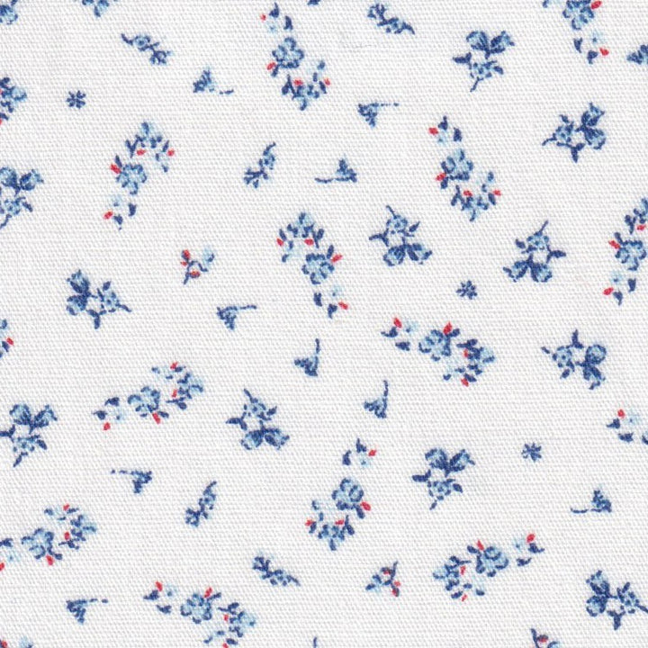 Floral pattern with blue flowers on a white background