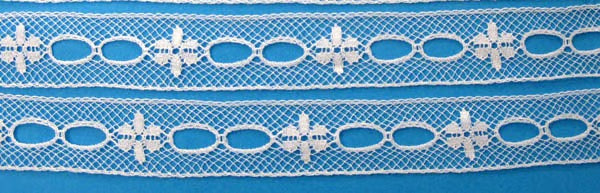 White lace on a blue background