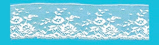 White lace trim on a blue background