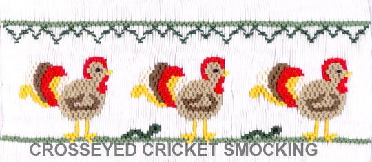 Smocking plate three turkeys. 7 1/2 rows of smocking on a yoke.