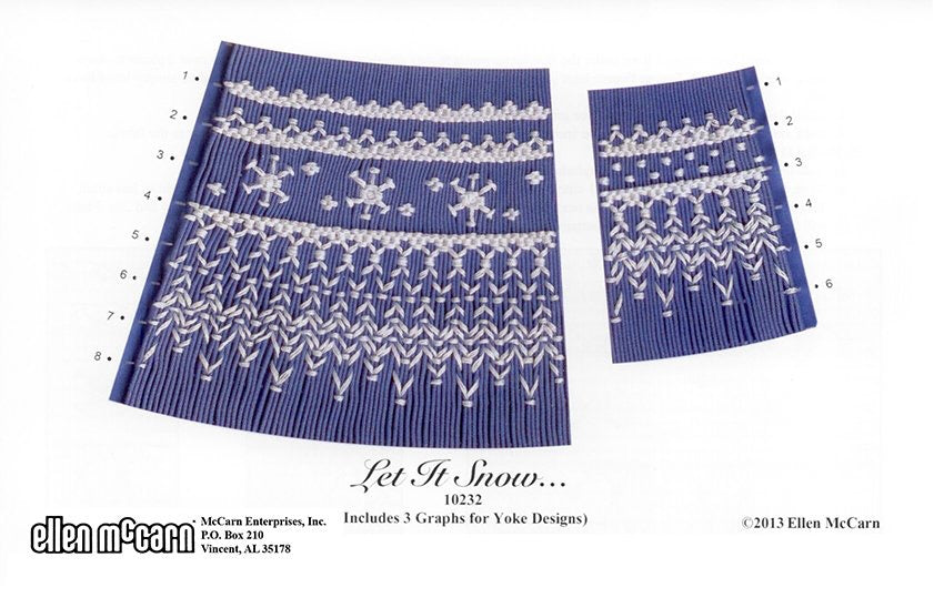 geometric smocking design smocked in white on navy pleated fabric