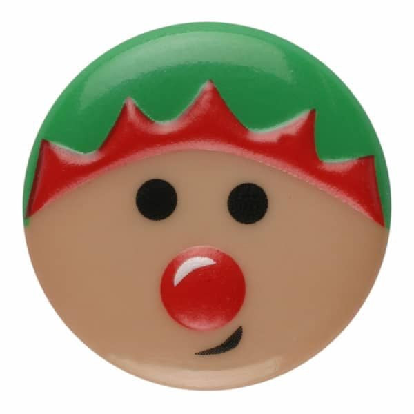 elf face on a round button