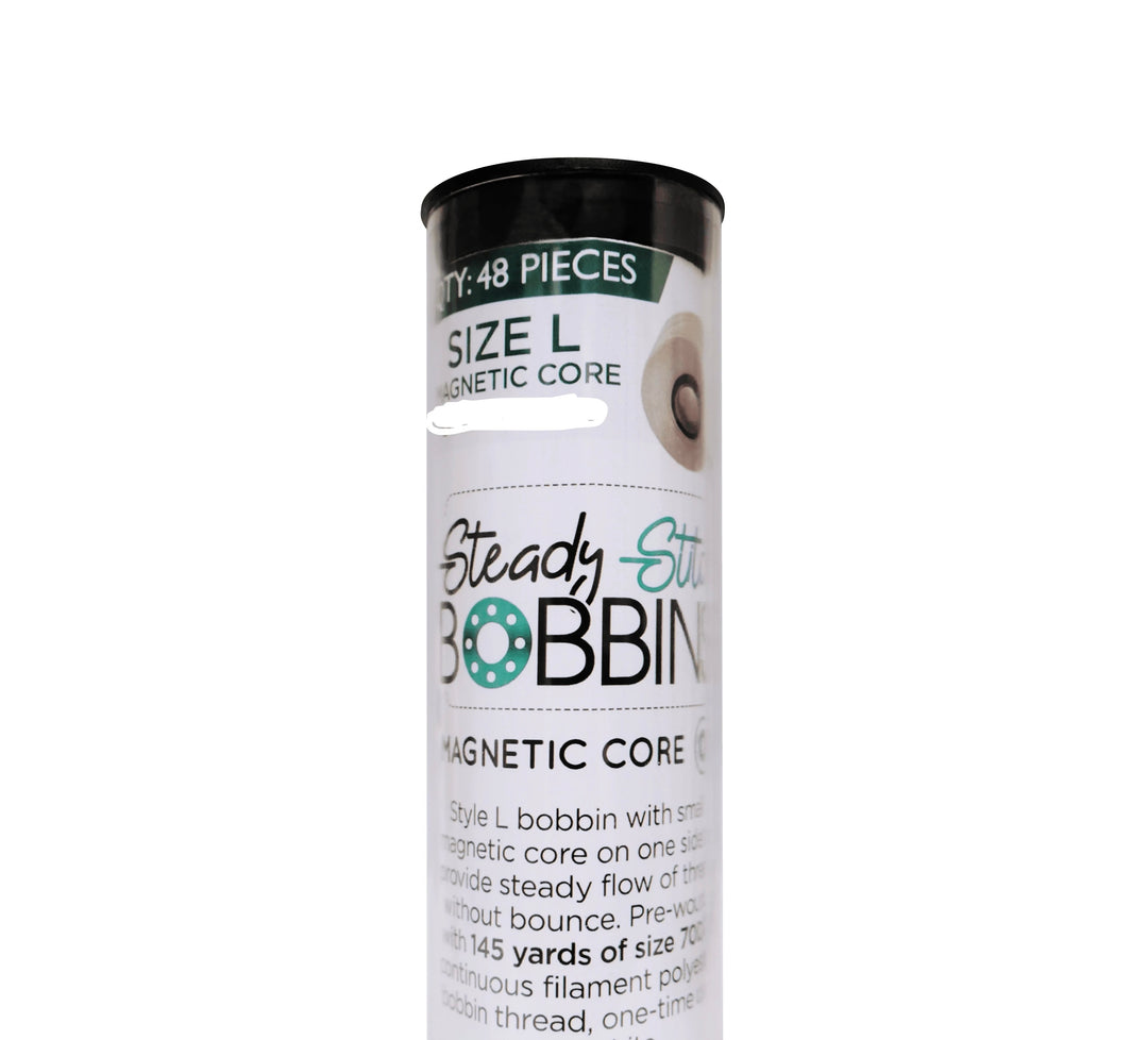 Steady Stitch Magnetic Core Polyester Prewound Bobbins 48/tube - Black - STS248