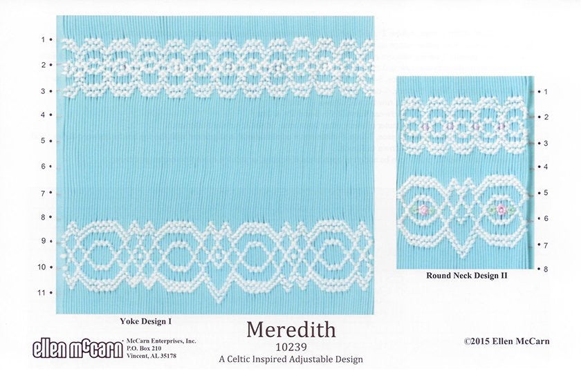 geometric smocking design smocked in white on aqua pleated fabric