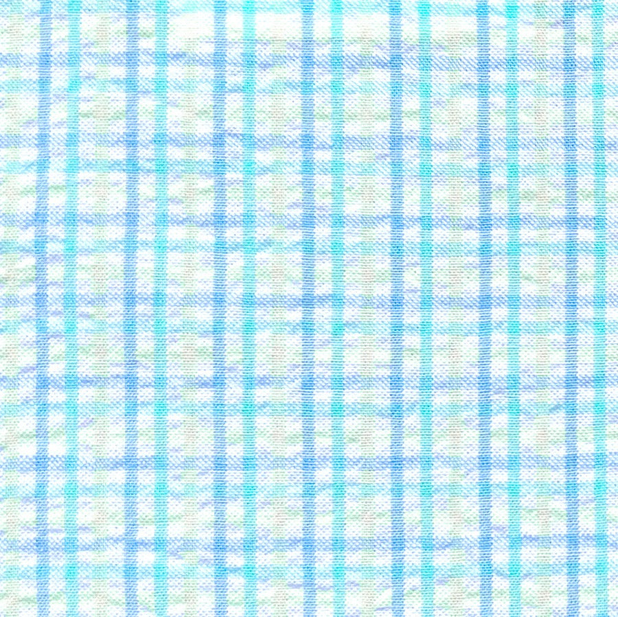 blue, aqua, and yellow gingham seersucker