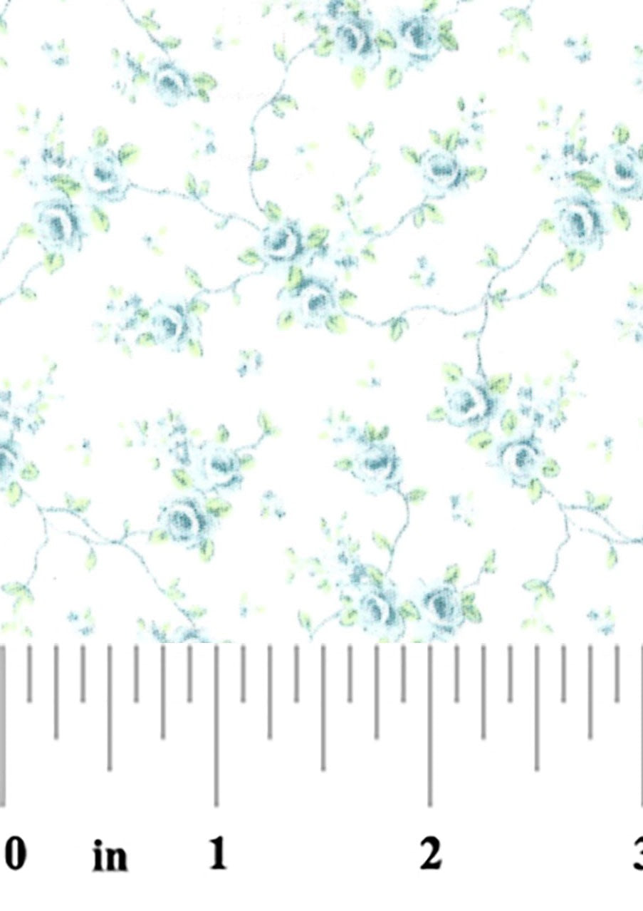 Floral pattern with a ruler at the bottom for scale on a white background