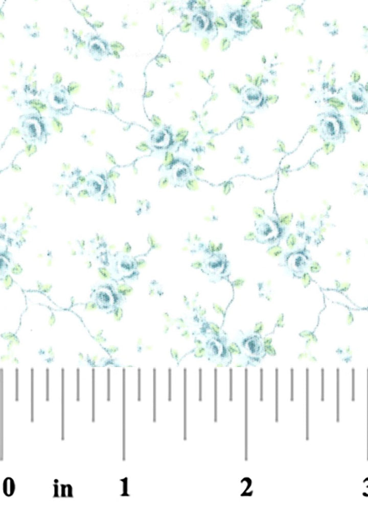 Floral pattern with a ruler at the bottom for scale on a white background