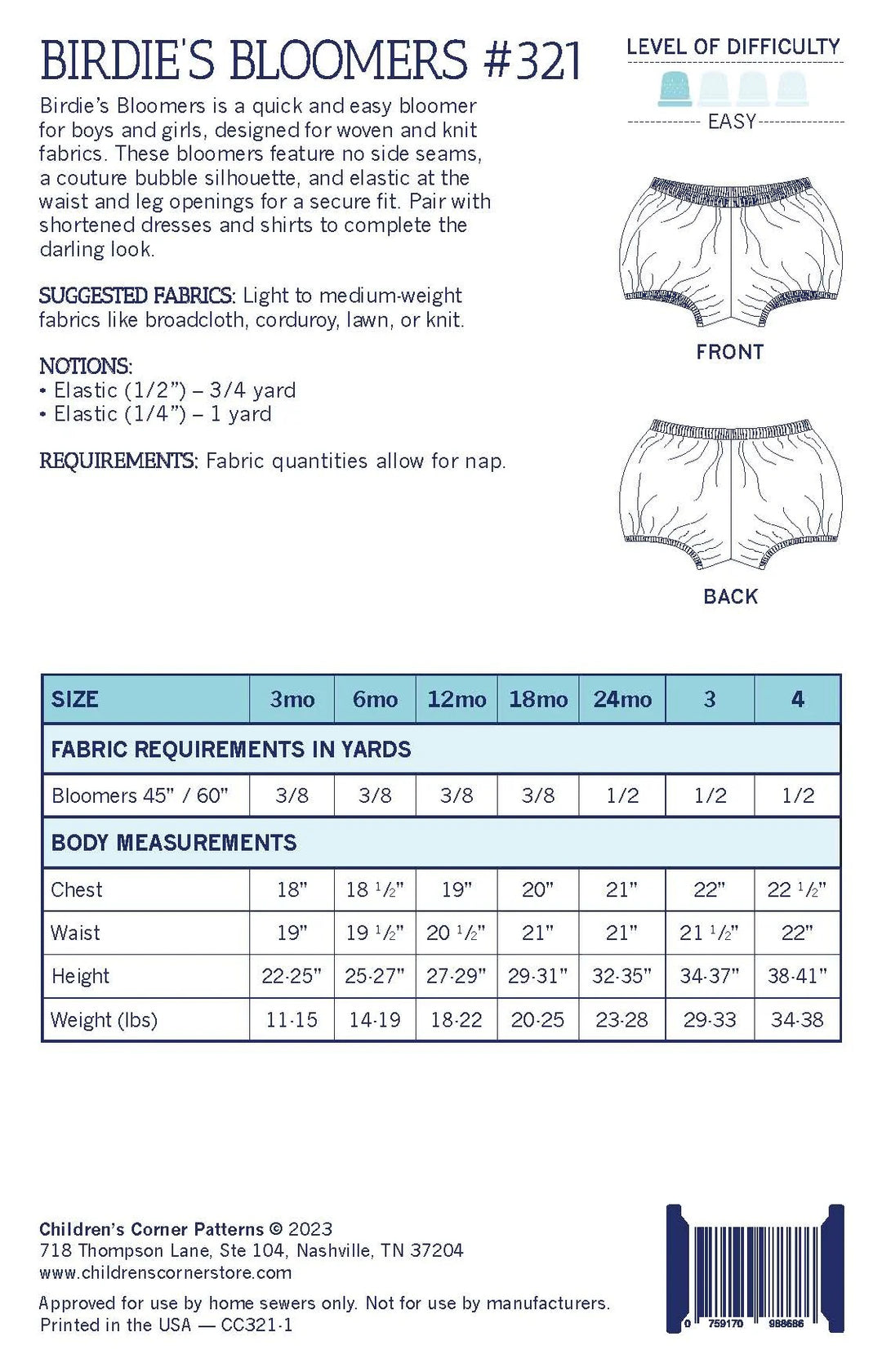 Birdie's Bloomers - 3mo-4 - #321