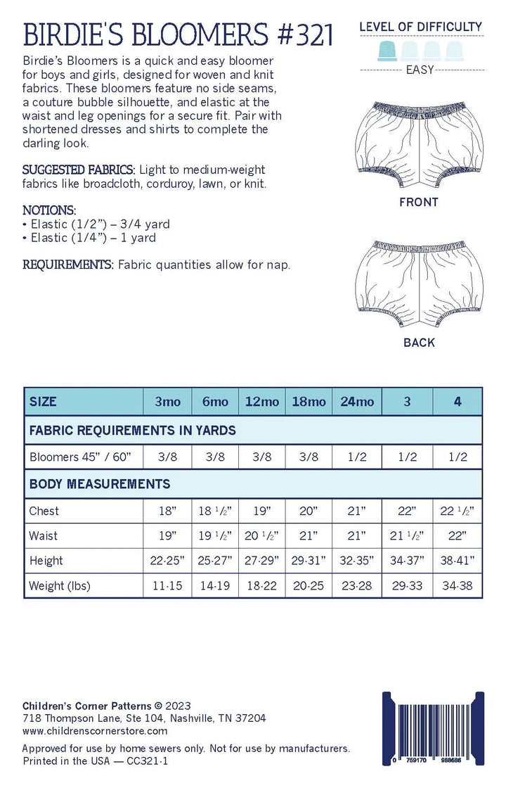 Birdie's Bloomers - 3mo-4 - #321