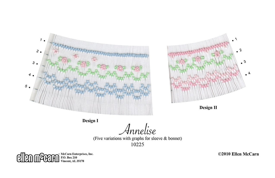 pink blue and green smocking on white pleated fabric