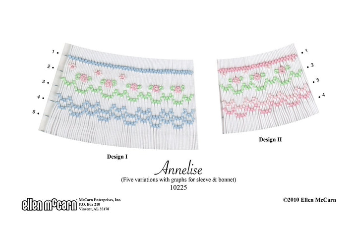 pink blue and green smocking on white pleated fabric