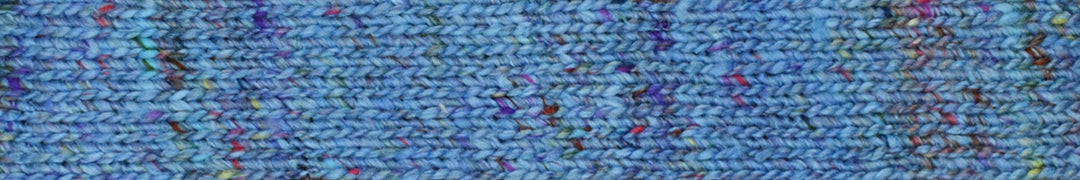 blue yarn with multi colored accents