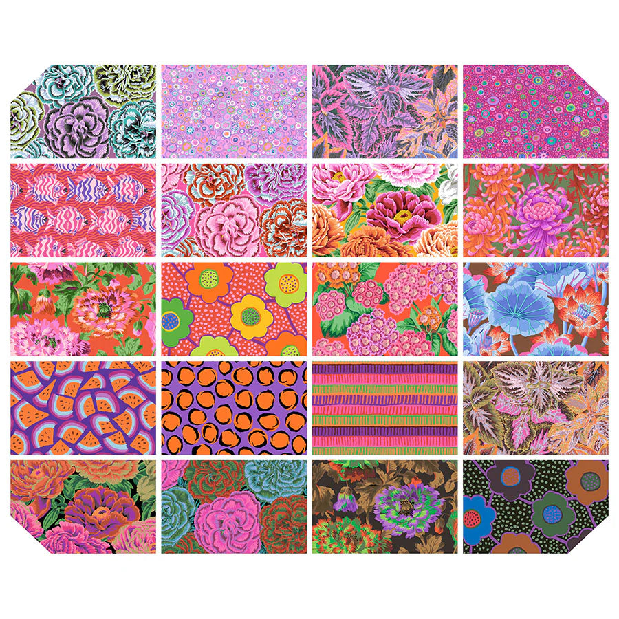 Collage of various colorful floral and abstract patterns