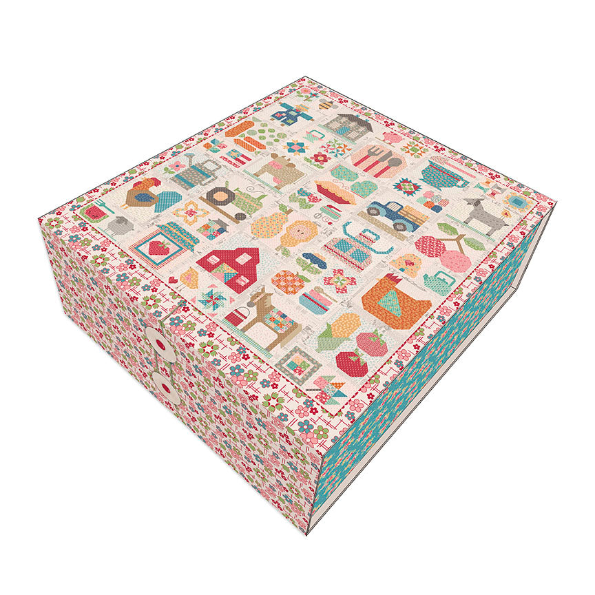 Farmer's Daughter by Lori Holt quilt includes farm themed images.