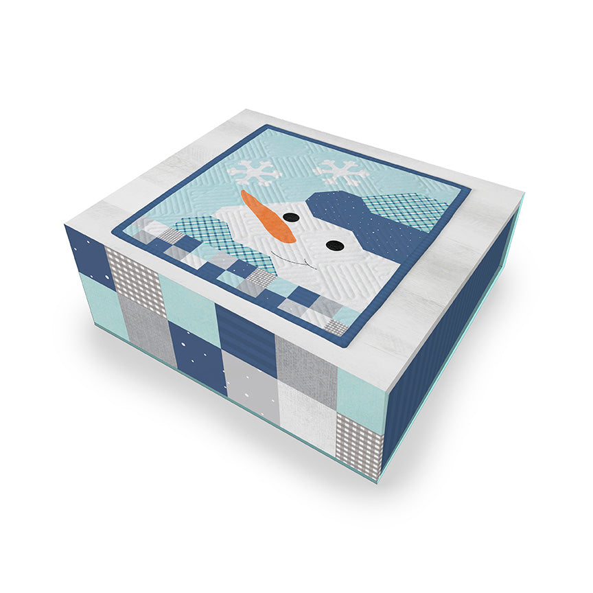 Decorative box with a snowman design on a white background