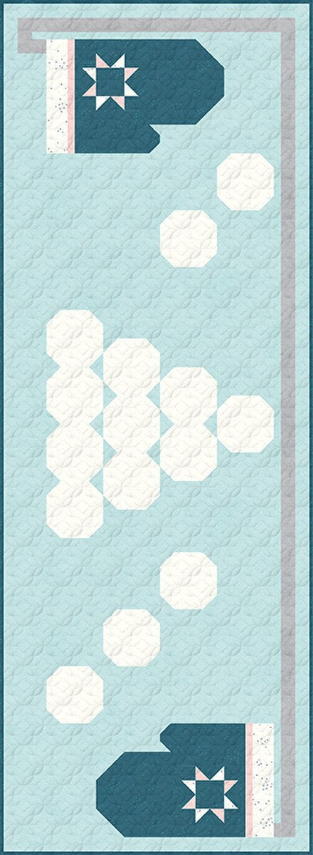 Textile with white circular patterns on a light blue background