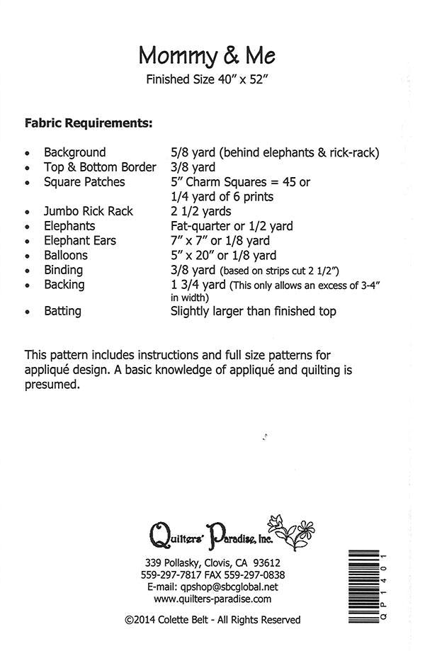 The fabric requirements for Mommy & Me quilt pattern