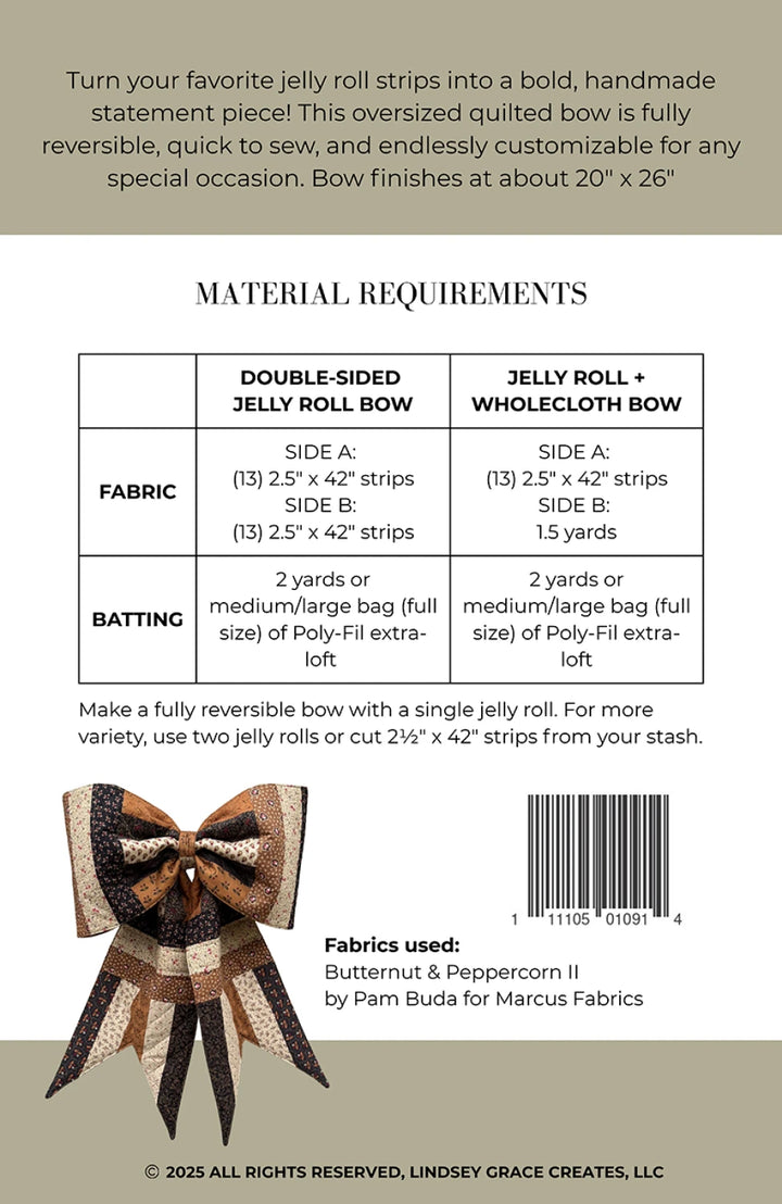 The Big Giant Quilted Jelly Roll Bow - LGC-TBGQJRB