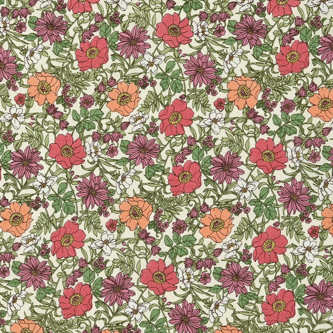 Pattern of colorful flowers on a white background