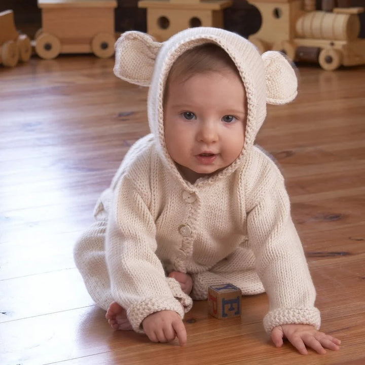 Lamb's Ear Cardigan show on a baby