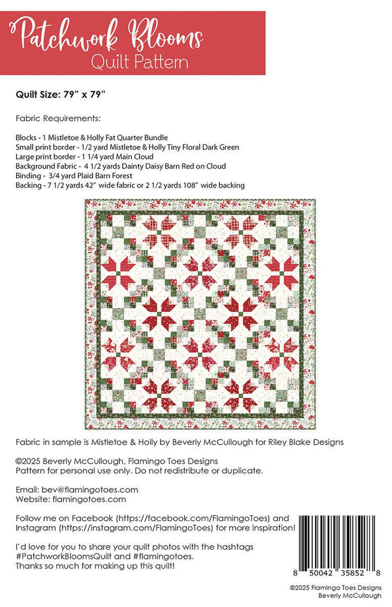 fabric requirements for Patchwork Blooms Quilt Pattern