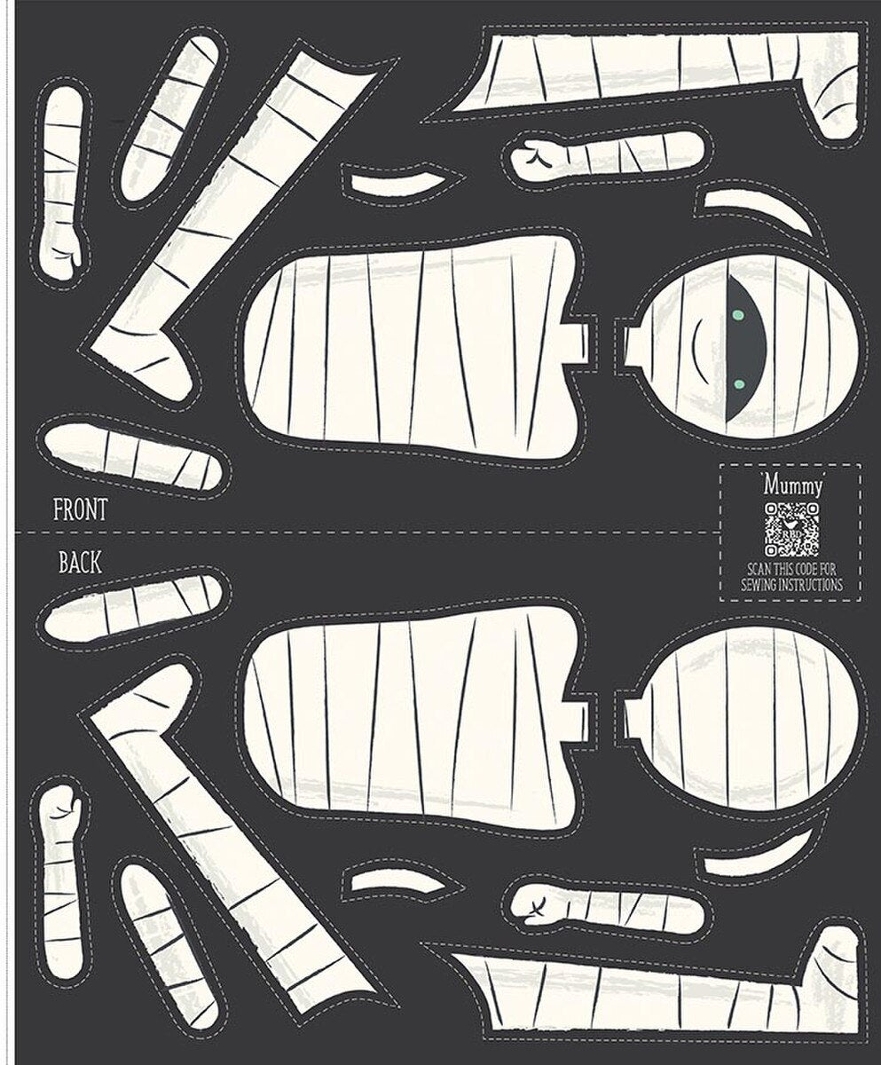White mummy template on a black background