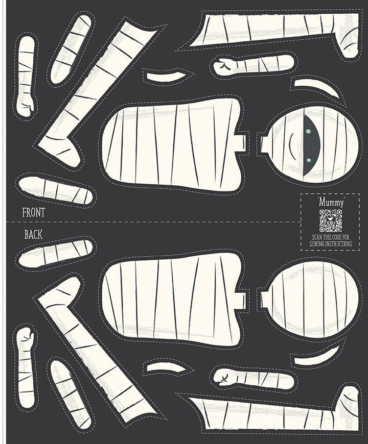 White mummy template on a black background