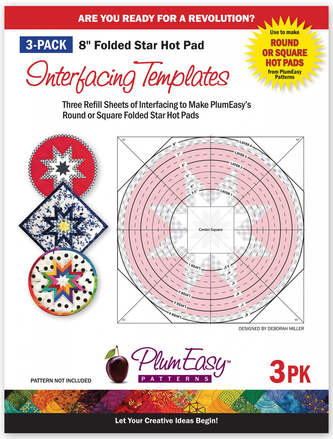 Interfacing templates 8" folded star hot pad by Plum Easy Patterns