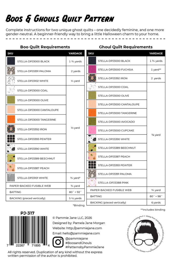 Boos & Ghouls Quilt Pattern quilt requirements